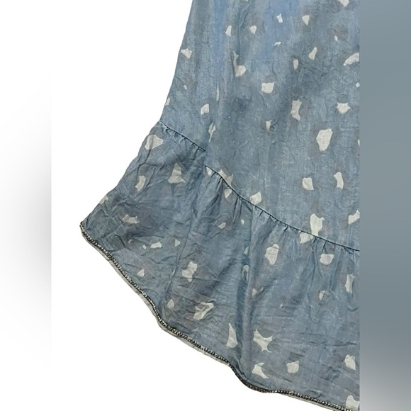 Sunny Studio Paris denim leopard print ruched high low ruffle hem maxi dress - Picture 5 of 9